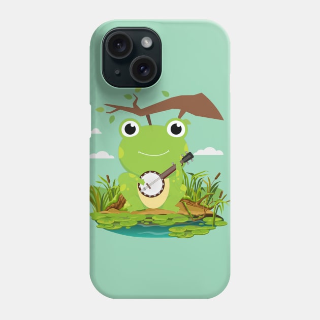 Kawaii Banjo Frog Phone Case by Green Gecko Creative