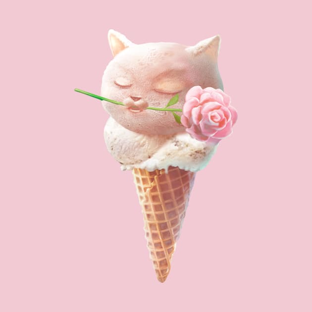 Summer Rose Cat Ice Cream Cone by zkozkohi