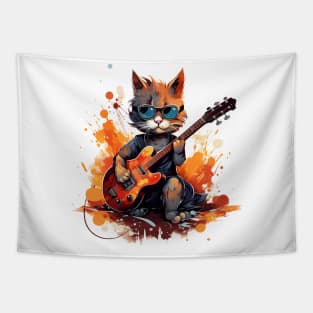 cat play guita Tapestry