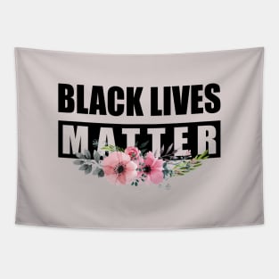 Black Lives Matter Pink Flowers Tapestry