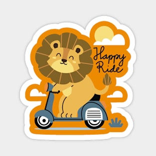 Cute lion reading scooter Magnet