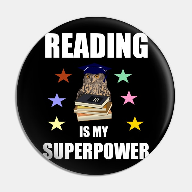 Reading is my superpower Pin by cypryanus