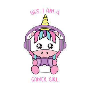 Yes i am a gamer girl, cute unicorn T-Shirt