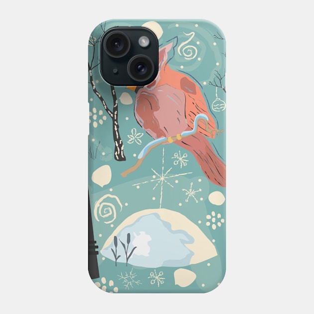 Cardinal Phone Case by Kristina Stellar Scandinavian Land