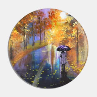 Dreamy umberella girl walking in the rain Moody Autumn rainy day Pin