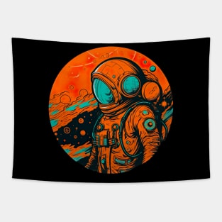 Abstract Geometric Astronaut Design - Vibrant Art Tee Tapestry
