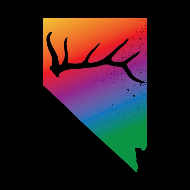 Elk or deer shed- Colorful Nevada Map antler hunter T-shirt by tmuzaa