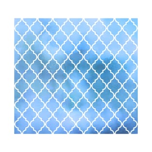 Blue Latticework, Quatrefoil, Trellis, Watercolors T-Shirt