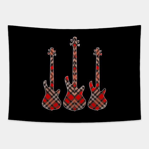 Red Black Plaid Matching Christmas Pattern Bass Player Tapestry by jodotodesign