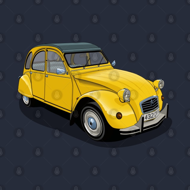 Citroen 2CV in yellow by candcretro