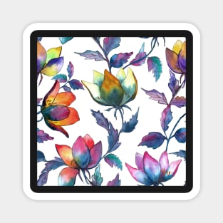 Exotic tropical flower. Colorful fantasy floral composition. Ink and watercolor illustration Magnet