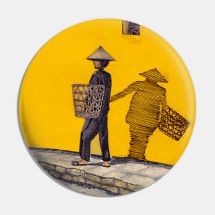 Market Salesman In Hoi An Vietnam Illustration Pin