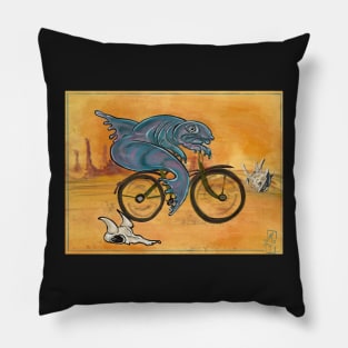 A fish rides a bicycle Pillow