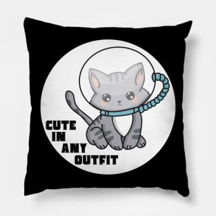 Cat in Space Loves Fashion Pillow