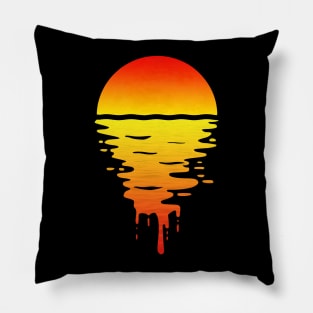 Tropical 80s Style Sunset Waterripples T-Shirt Pillow