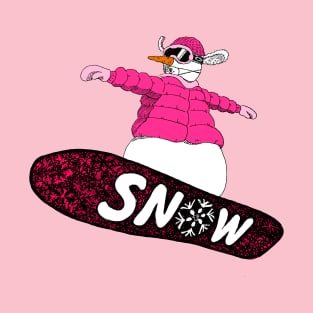 snowman on the board (pink) T-Shirt