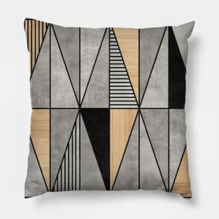 Concrete and Wood Triangles Pillow