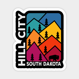 Hill City South Dakota Vintage Mountains Bison Magnet