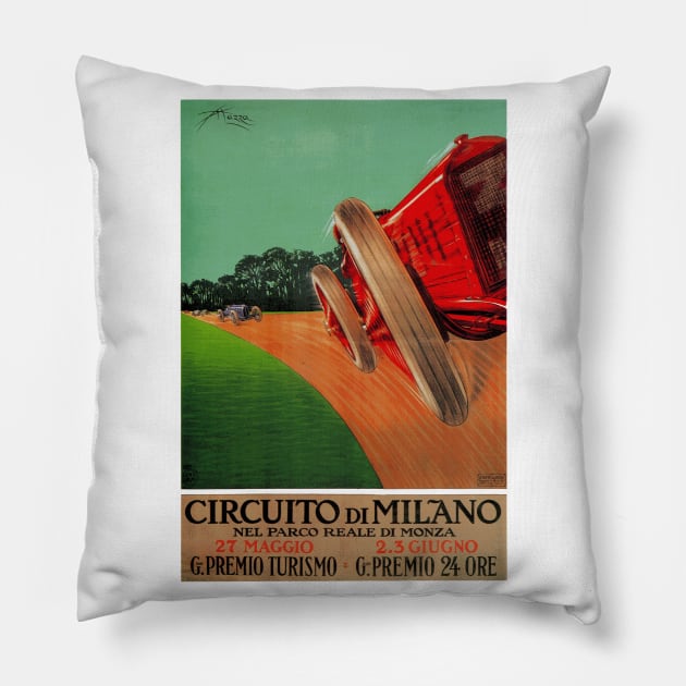 1924 Italian Grand Prix - Vintage Poster Design Pillow by Naves