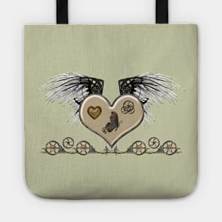 Elegant Steampunk heart with wings and gears Tote