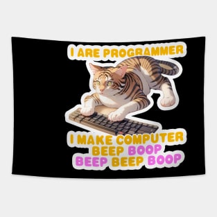 I are programmer i make computer beep boop Cat Tapestry