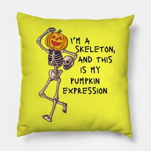 Skeleton Pumpkin Head Pillow