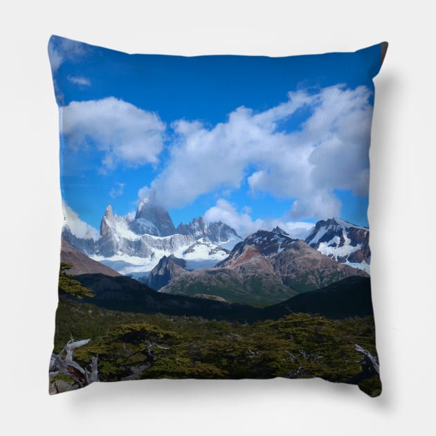 Mount Fitz Roy Patagonia Pillow by stevepaint