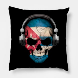 Dark Skull Deejay with Cuban Flag Pillow