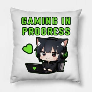 Gamer Neko - Gaming in Progress Pillow