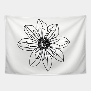 Minimal Line Drawing Collarette Dahlia Flower Tapestry