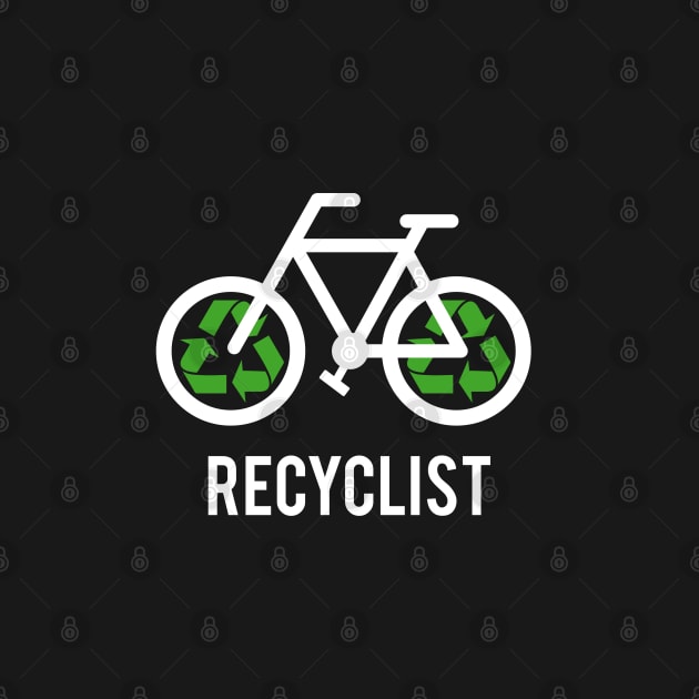 Recyclist, bicycle with recycling symbol, black t-shirt, black shirt for cyclists by beakraus