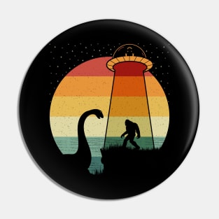 Bigfoot UFO Abduction Sasquatch Lochness Monster Pin