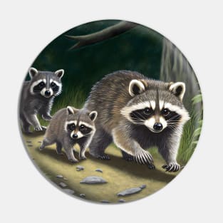 Racoon family Pin