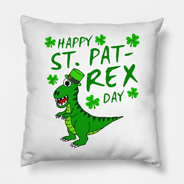 Happy St. Pat-Rex Day Dinosaur St. Patrick's Day 2022 Pillow by doodlerob