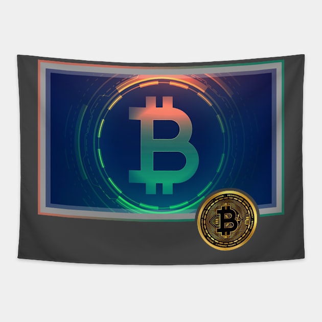 Bitcoin Graphic Tapestry by CryptoTextile