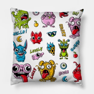 Funny monsters hand drawn cartoon characters Pillow