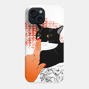 Boop the Snoot on White Cute Tuxedo Cat Nelson  Copyright TeAnne Phone Case