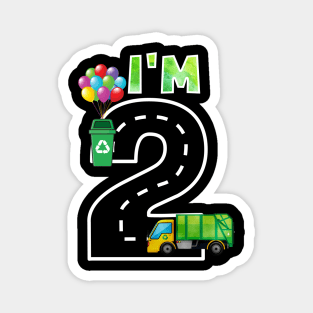 I'm Two 2 Years Old Birthday Boy Garbage Truck Toddler Magnet