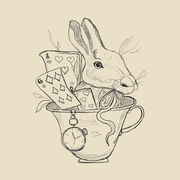 The white Rabbit in a mug by Carriefamous