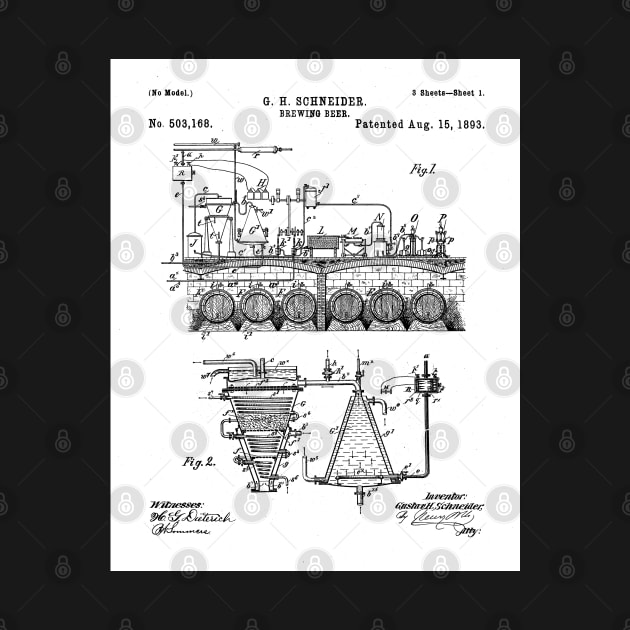 Brewing Beer Patent - Beer Art - Black And White by patentpress