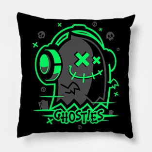 Ghosty Bones Green Pillow