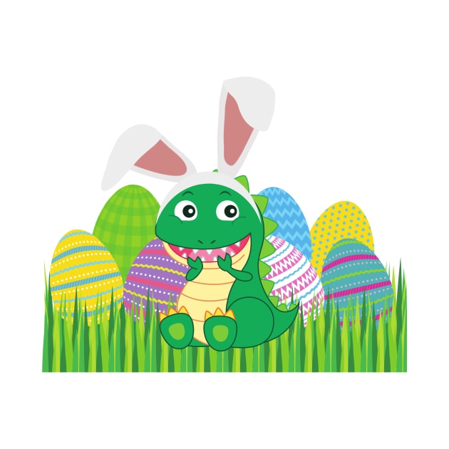 Baby Dino in a pile of Easter eggs by Kristalclick 