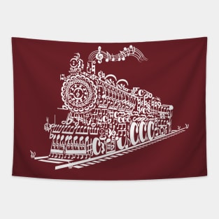 Old train song illustration Tapestry