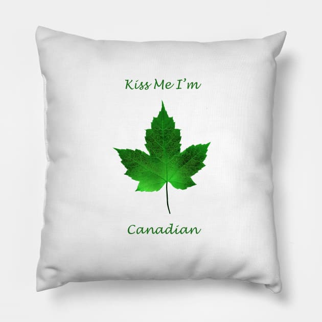 Kiss Me I'm Canadian - St Patrick's Day Pillow by Jim Cumming