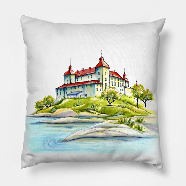 Castle in Sweden Pillow by Cola Collet