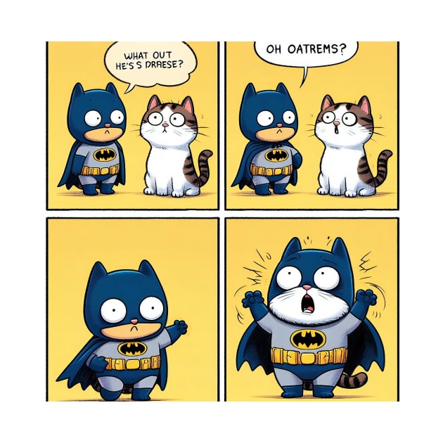 Cute Funny Batman Cat by Tees4Teens