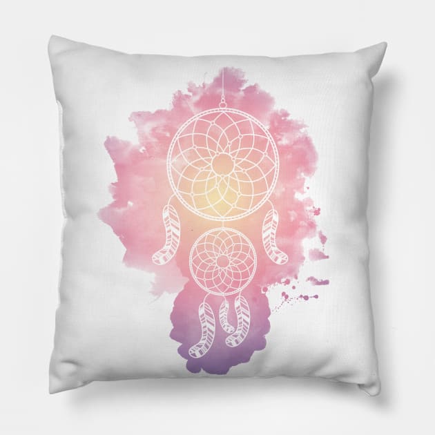 Watercolor dreamcatcher Pillow by hedehede