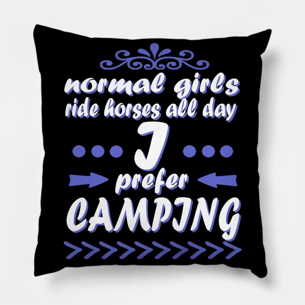 Camping girl campfire tents forest gift Pillow by FindYourFavouriteDesign