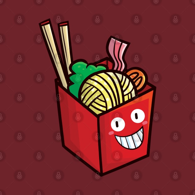 Cute udon noodle smiling by Jocularity Art