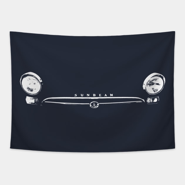 Sunbeam Alpine Tiger MkI classic 1960s British car minimalist grille white Tapestry by soitwouldseem